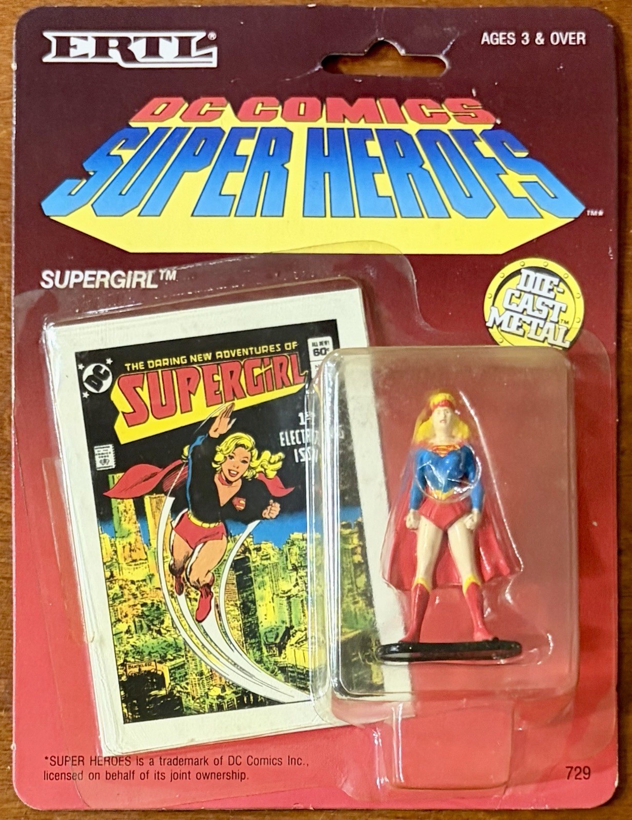 Modellino ERTL vintage 1990 DC Comics Super Heroes Supergirl metallo pressofuso