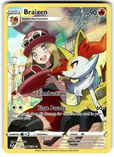 Braixen TG01/TG30 Swsh12: Sword & Shield  Silver Tempest Trainer Gallery Holo NM