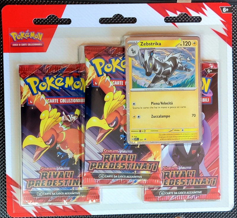 Pokémon - Blister 3 booster di Rivali Predestinati + Zebstrika