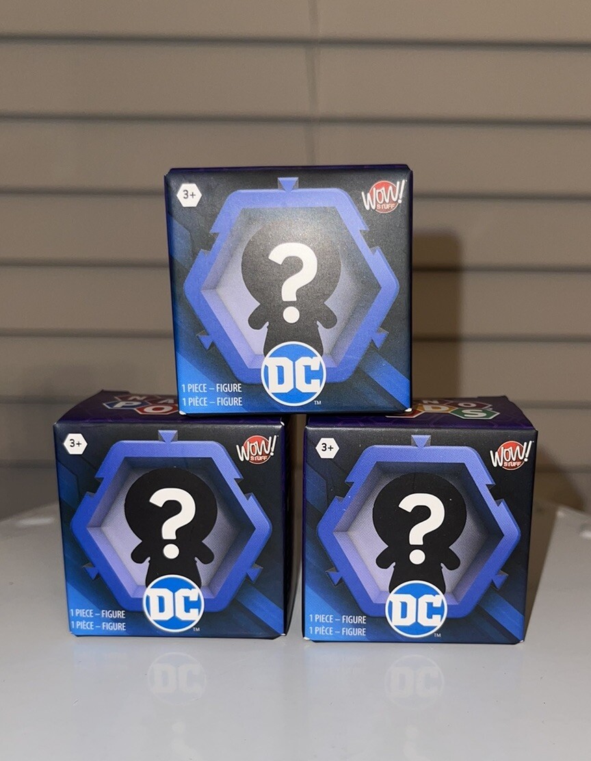 NANO PODS Modellino giocattolo misterioso DC Universe da collezione WOW! Pacchetto di 3 - Nuovo