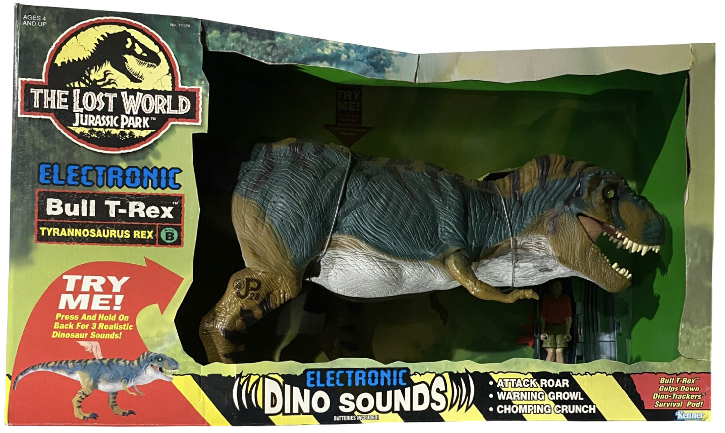 Jurassic Park Lost World Electronic Bull T-Rex Kenner 1996 New Damaged Box READ