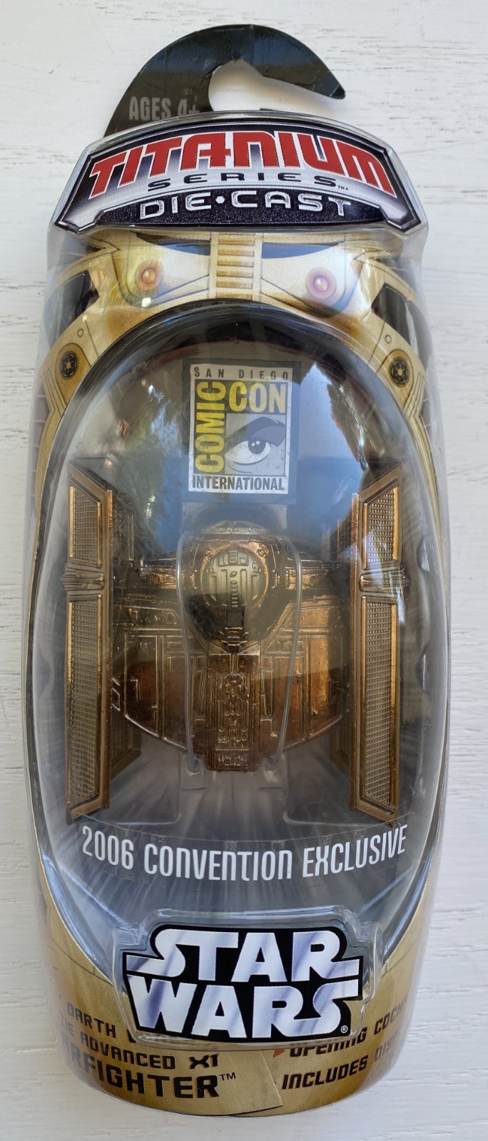 Star Wars Titanium Series Die-Cast SDCC Darth Vader Tie Fighter ORO 2006 Nuovo.!
