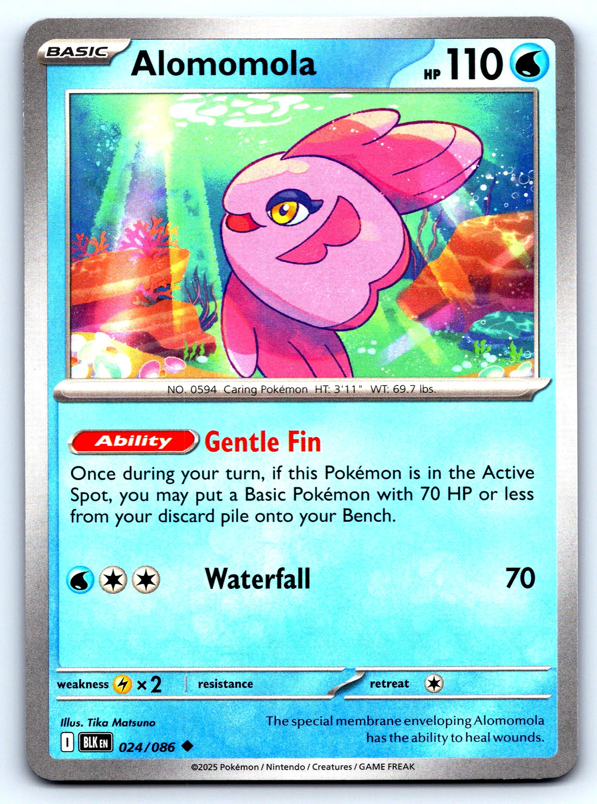 Carta Pokemon Alomomola Black Bolt #24 normale quasi nuova