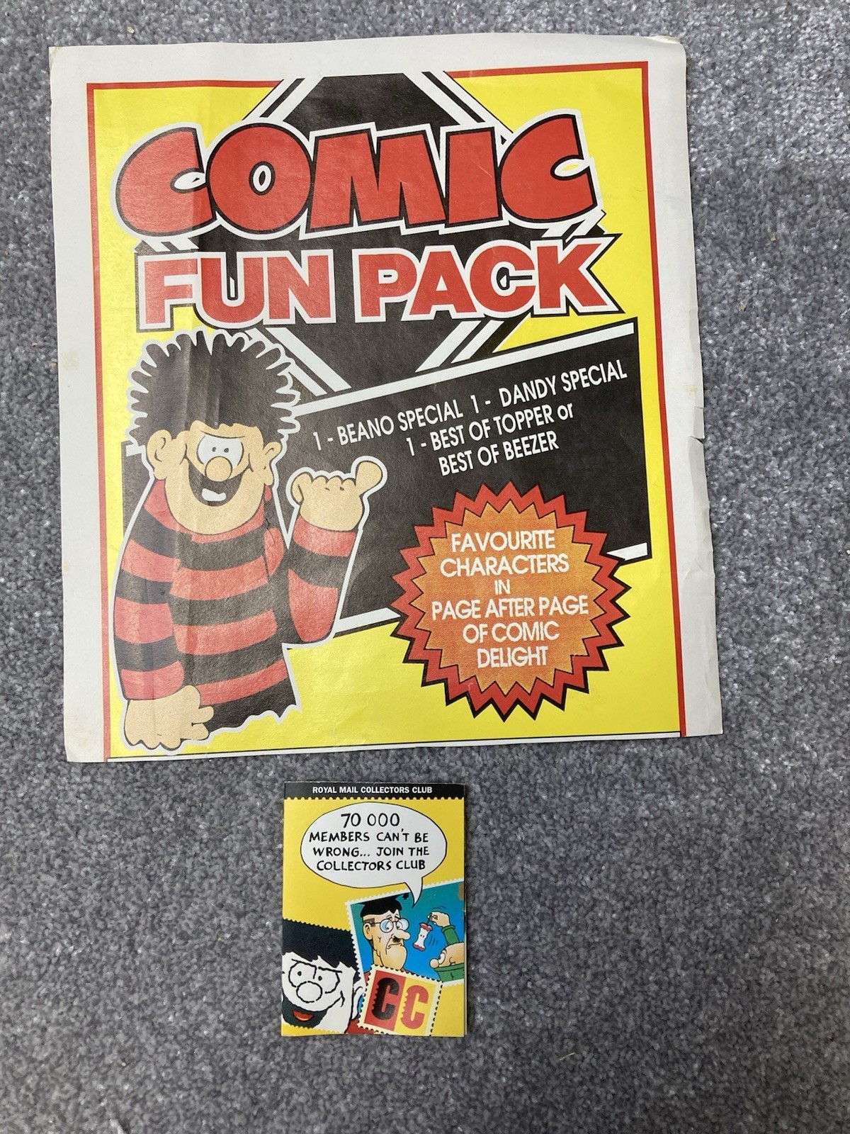 Rare BEANO Collectable members collector club & comic fun pack cover sleeve