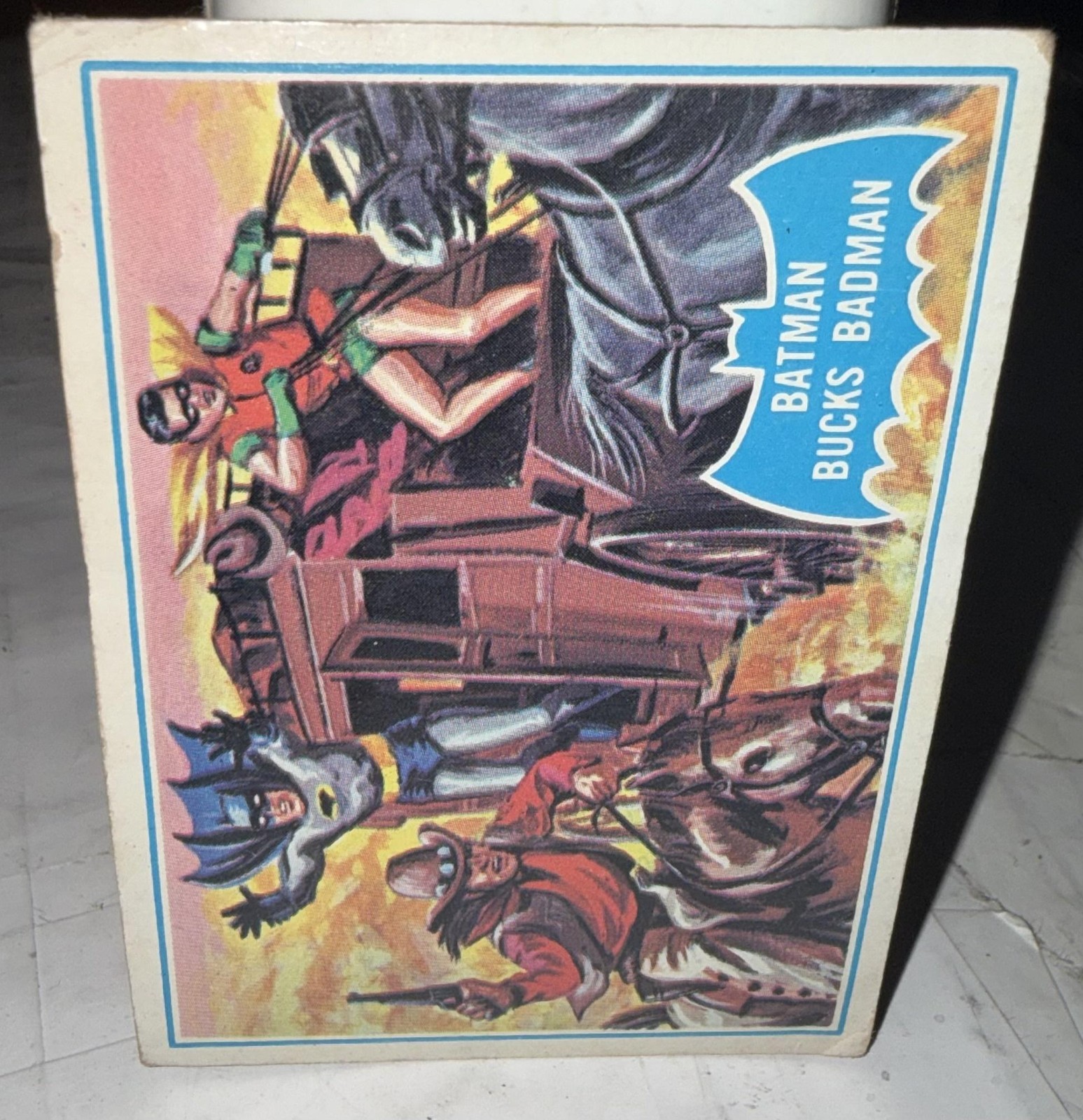 Vintage 1966 Topps Batman Bucks Badman #31B Trading Card DC carta non sportiva
