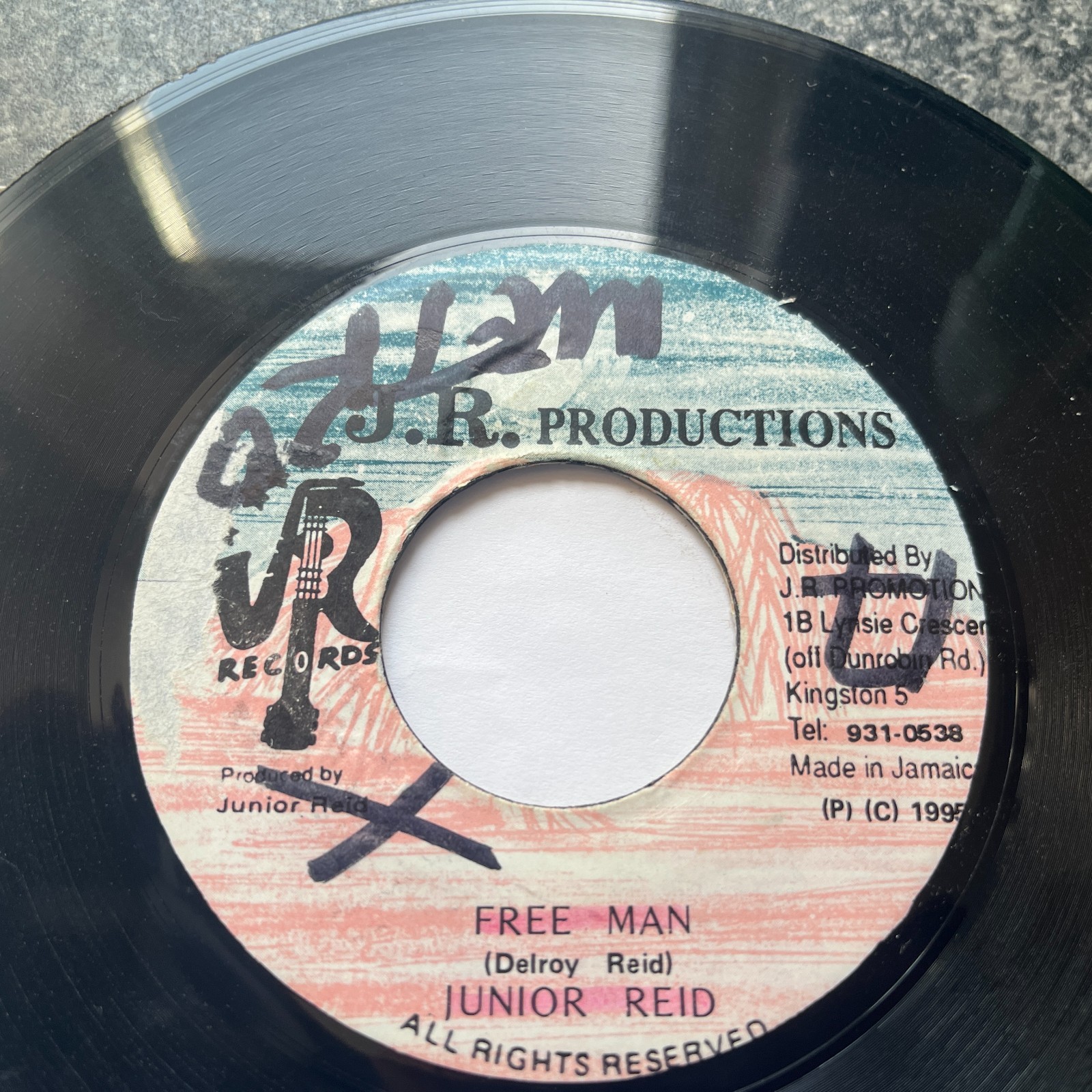 Junior Reid Free Man J.R. Productions Jamaica Vinyl 7" 45 Single Reggae