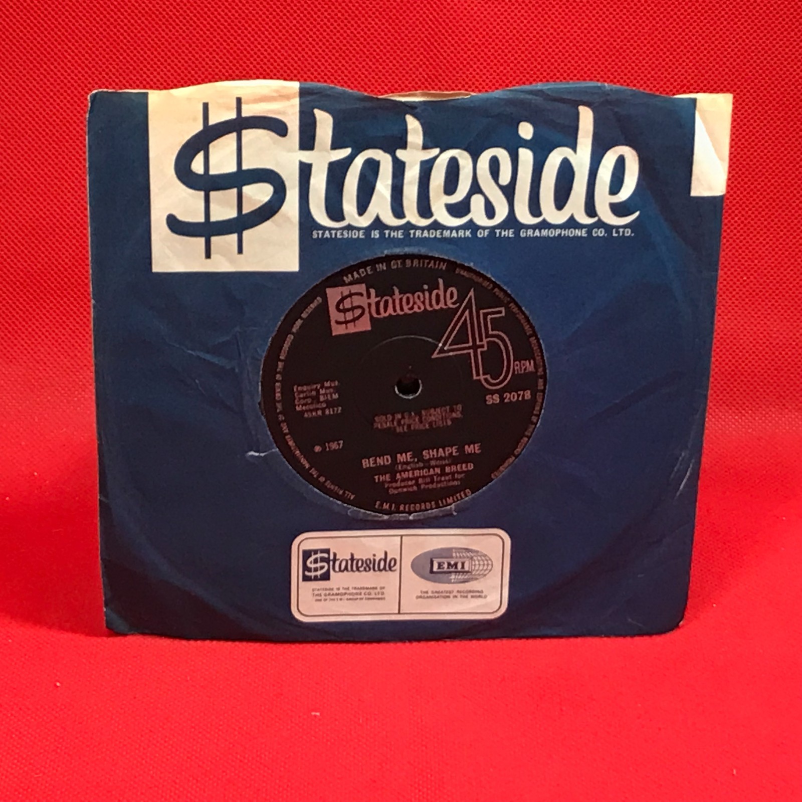 THE AMERICAN BREED Bend Me, Shape Me 1967 UK 7" vinyl single 45 record stateside