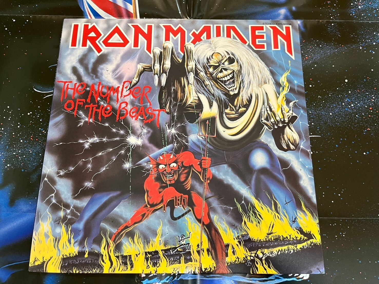 IRON MAIDEN NUMBER OF THE BEAST EMI EMS-91034 JAPAN Poster VINYL LP