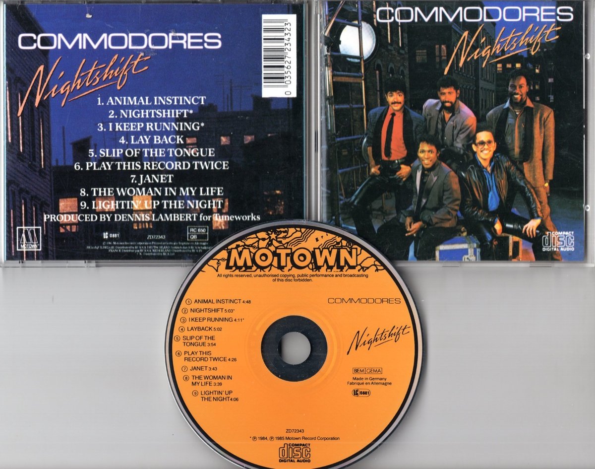 Commodores CD Nightshift 1985 # ZD 72 343 2895 500 * A MADE IN W. GERMANY BY PDO