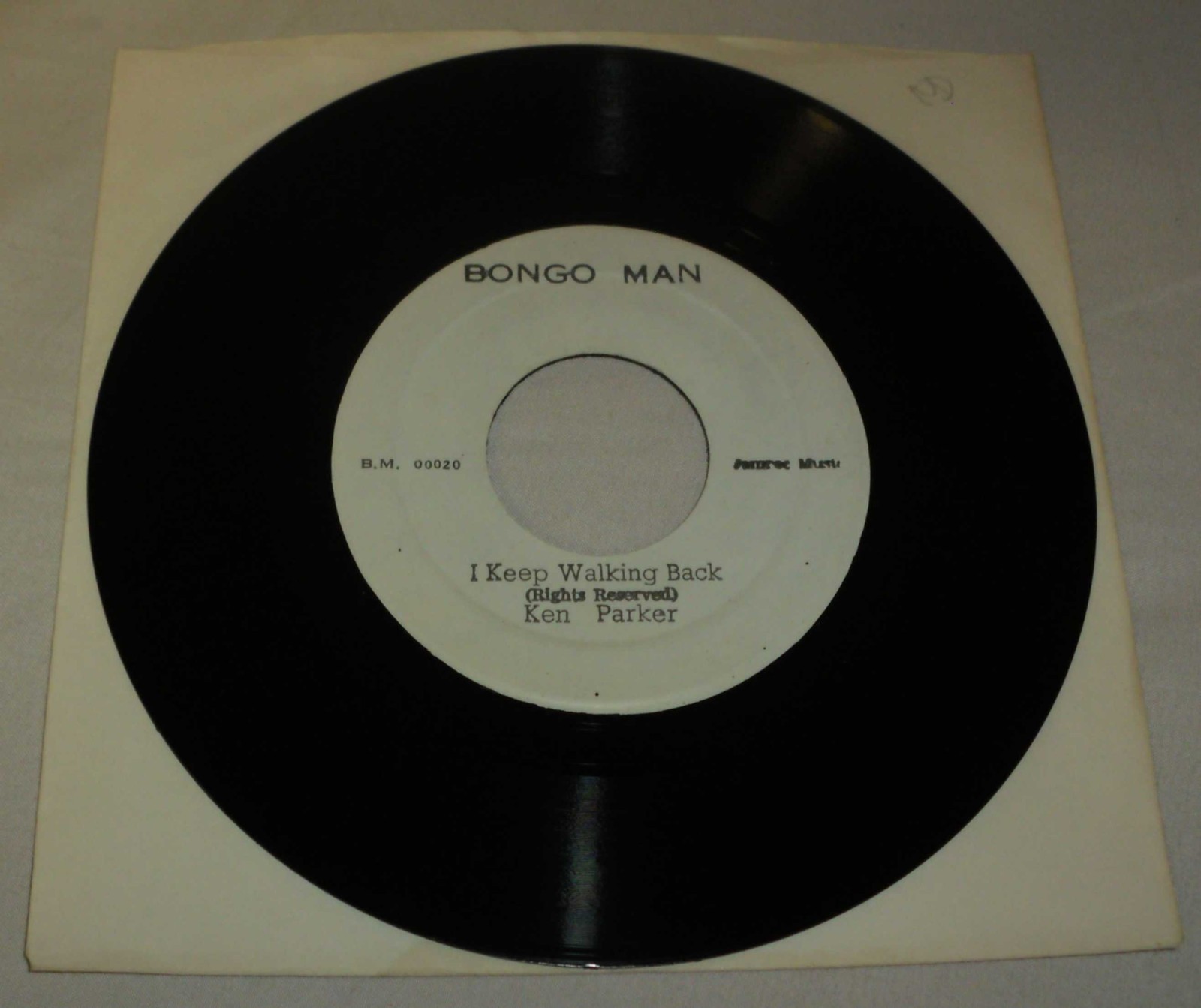 PRINCE JAZZBO / KEN PARKER School / I Keep Walking Back BONGO MAN 45 Rare Press