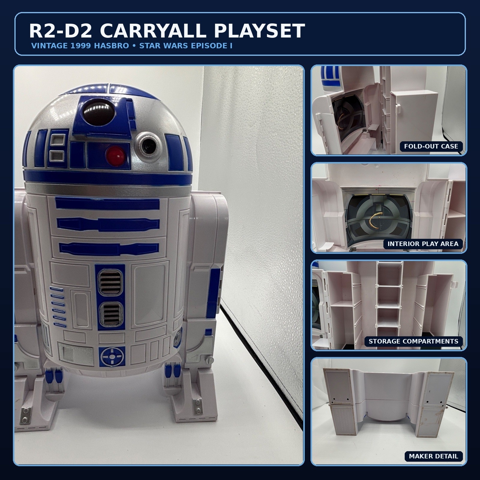 Valigetta porta action figure Star Wars R2-D2 vintage 1998 Hasbro 12 pollici conservazione