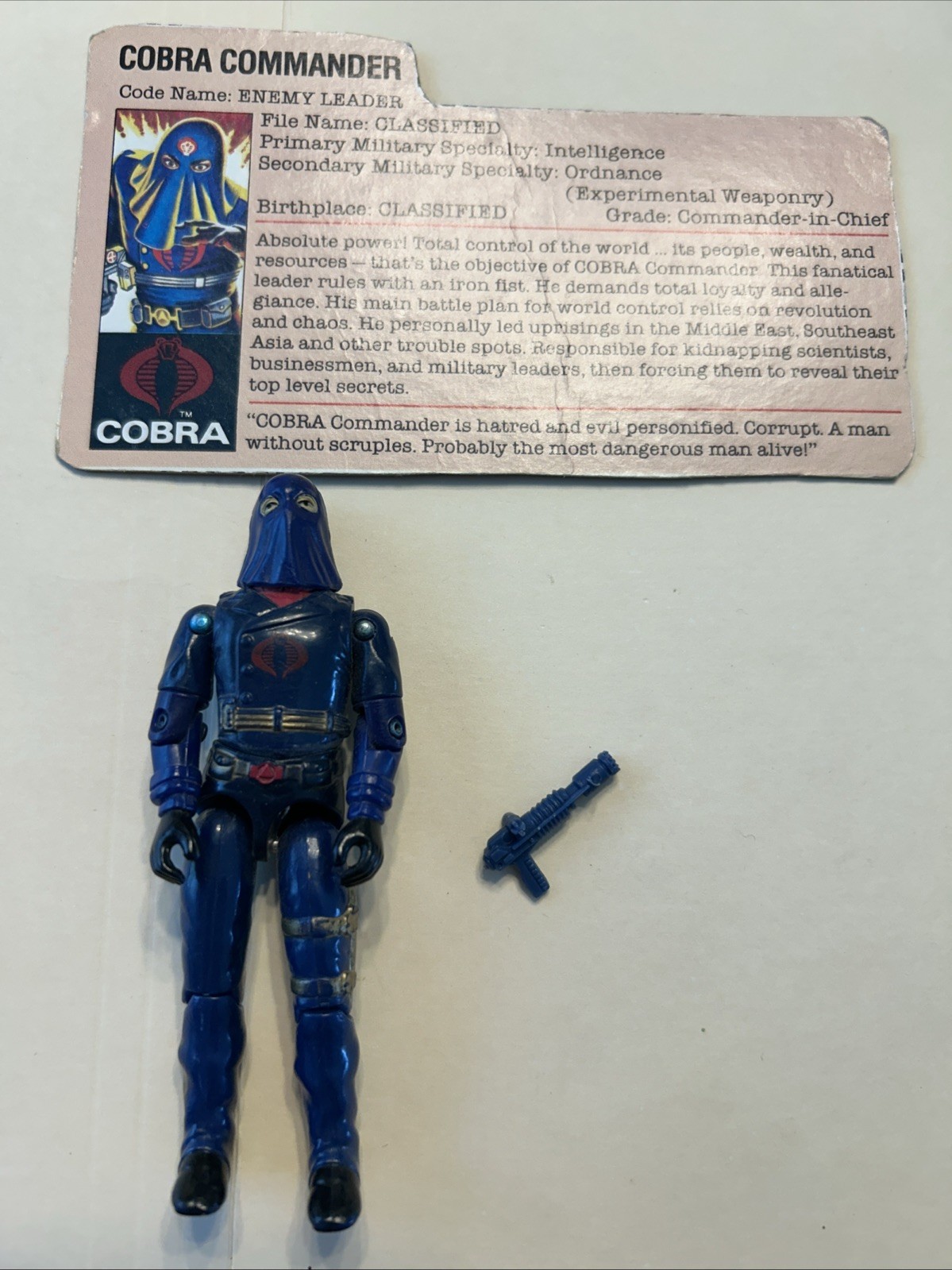 G.I. Joe ARAH 1984 Cobra Commander con cappuccio posta in action figure scheda GW