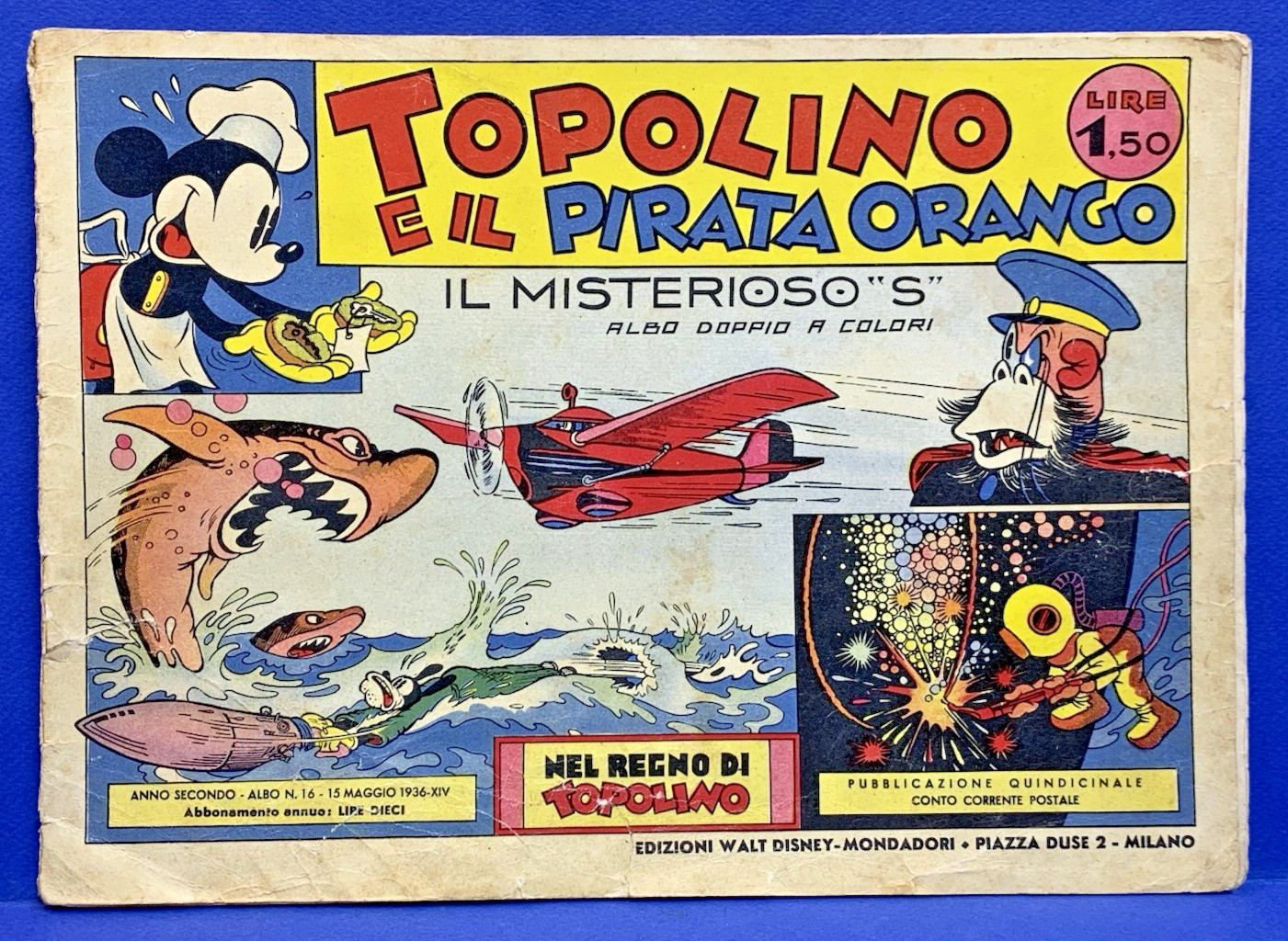 TOPOLINO E IL PIRATA ORANGO Nel Regno di Topolino 16 DISNEY 1936 originale