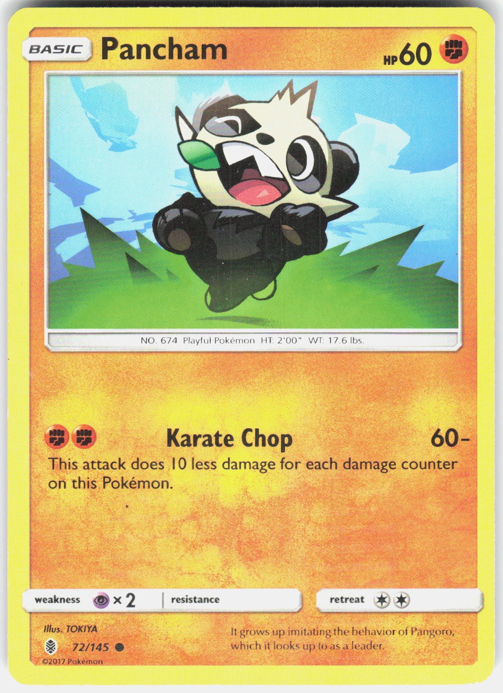 Pancham 72/145 Common Guardians Rising Pokemon Lightly Played