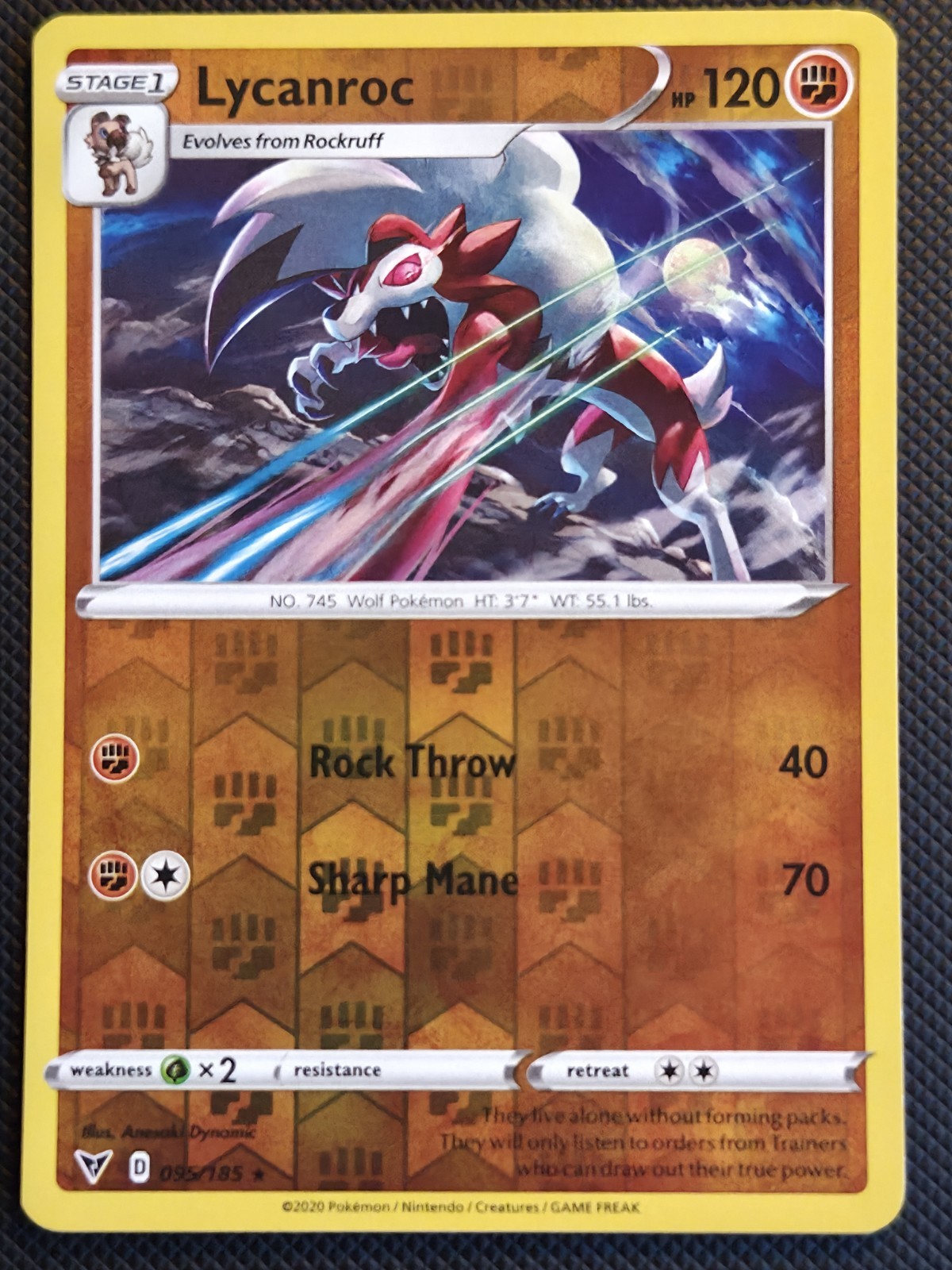 Lycanroc 095/185 SWSH04 Vivid Voltage Reverse Holo LP Pokémon TCG