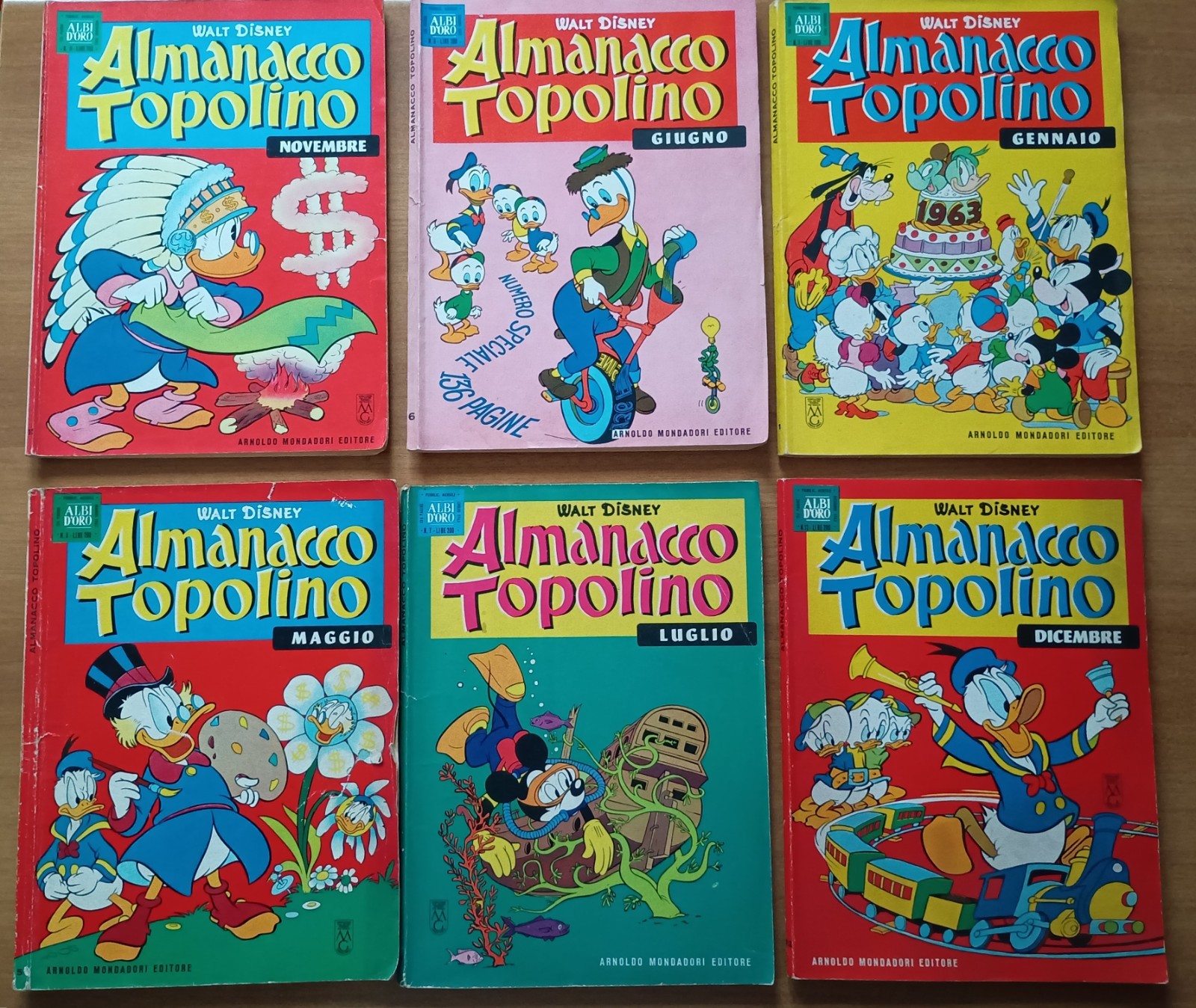 ALMANACCO DI TOPOLINO 1962 N. 6/11 - 1963 N. 1/5/7/11/12 CON PUNTI E FIGURINE
