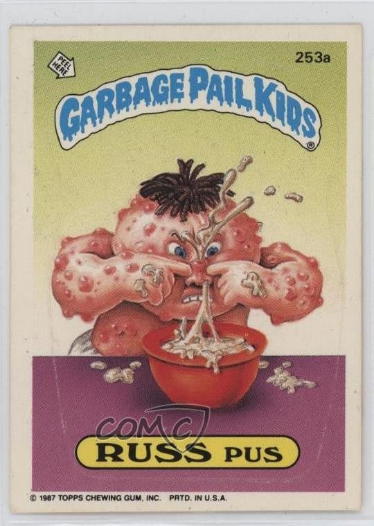 1987 Topps Garbage Pail Kids Series 7 RUSS Pus (age Pai puzzle back) #253a 0l47