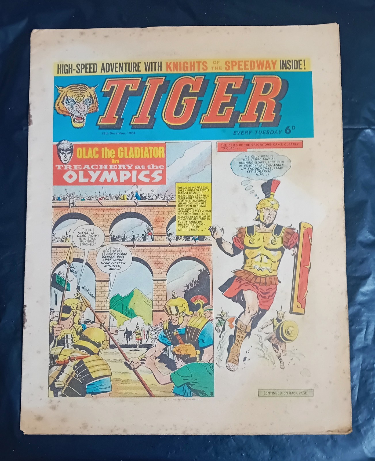 Tiger comic 19th December 1964. Roy of The Rovers/Olac the Gladiator. VGC