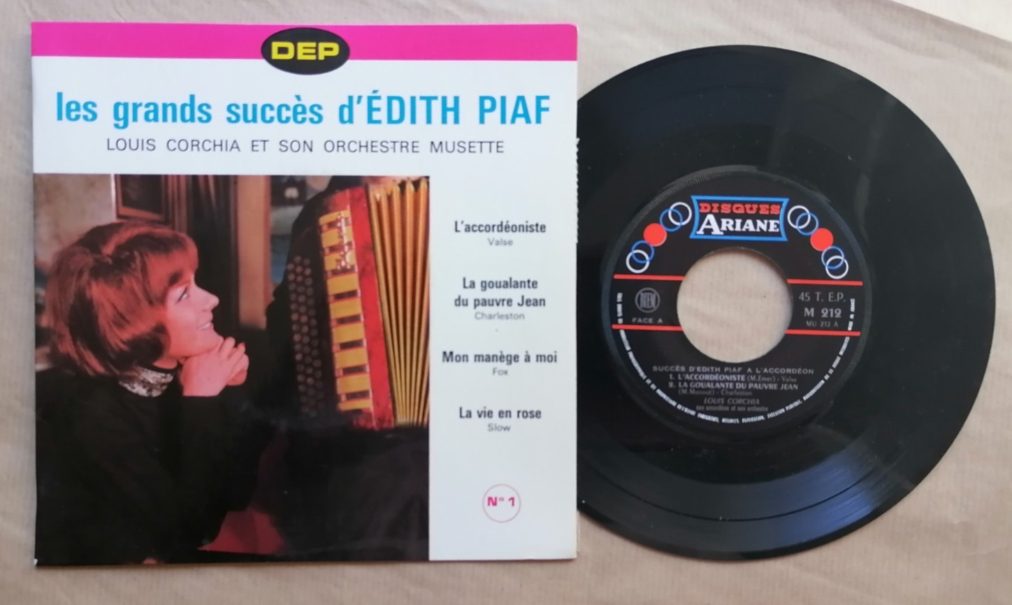 LOUIS CORCHIA : Les Grands Succès d'Edith Piaf 7" EP ARIANE M 212 Musette DEP 1