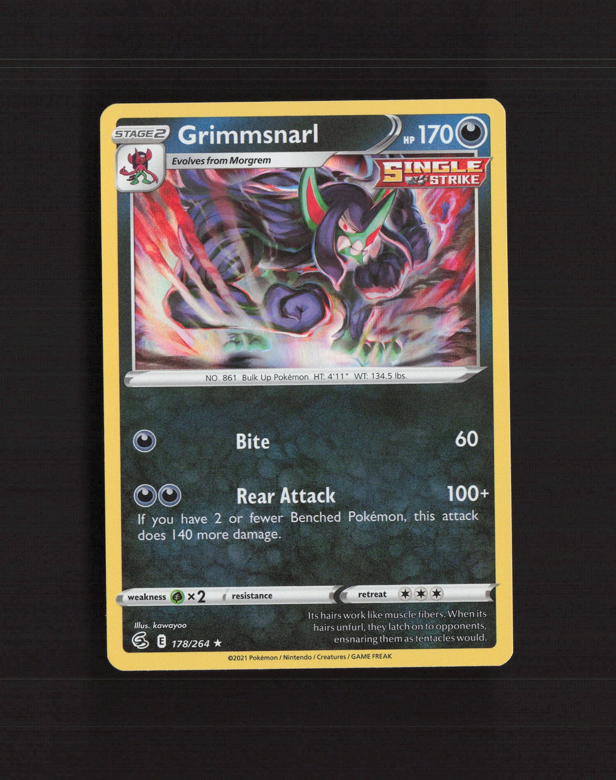 Grimmsnarl 178/264 Fusion Strike Holo Rare Pokemon Card NM