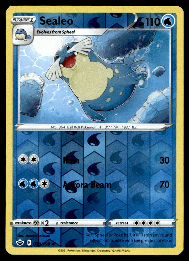 NM Sealeo [SWSH06: Chilling Reign 038/198] Reverse Holofoil Uncommon Pokemon TCG