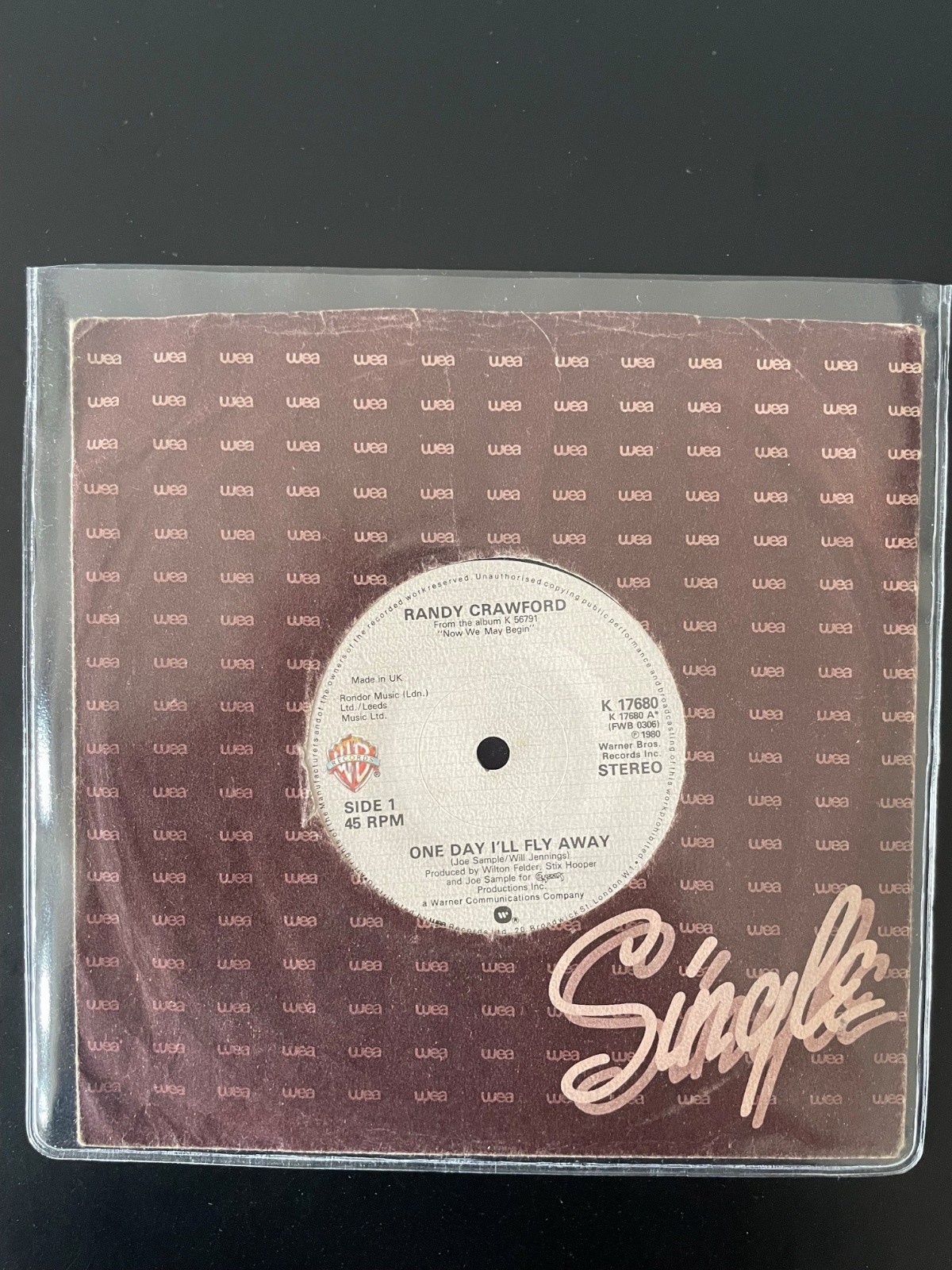 Randy Crawford, One Day I'll Fly Away, WarnerBrosRecords K17680, 1980,7”, UK 1st