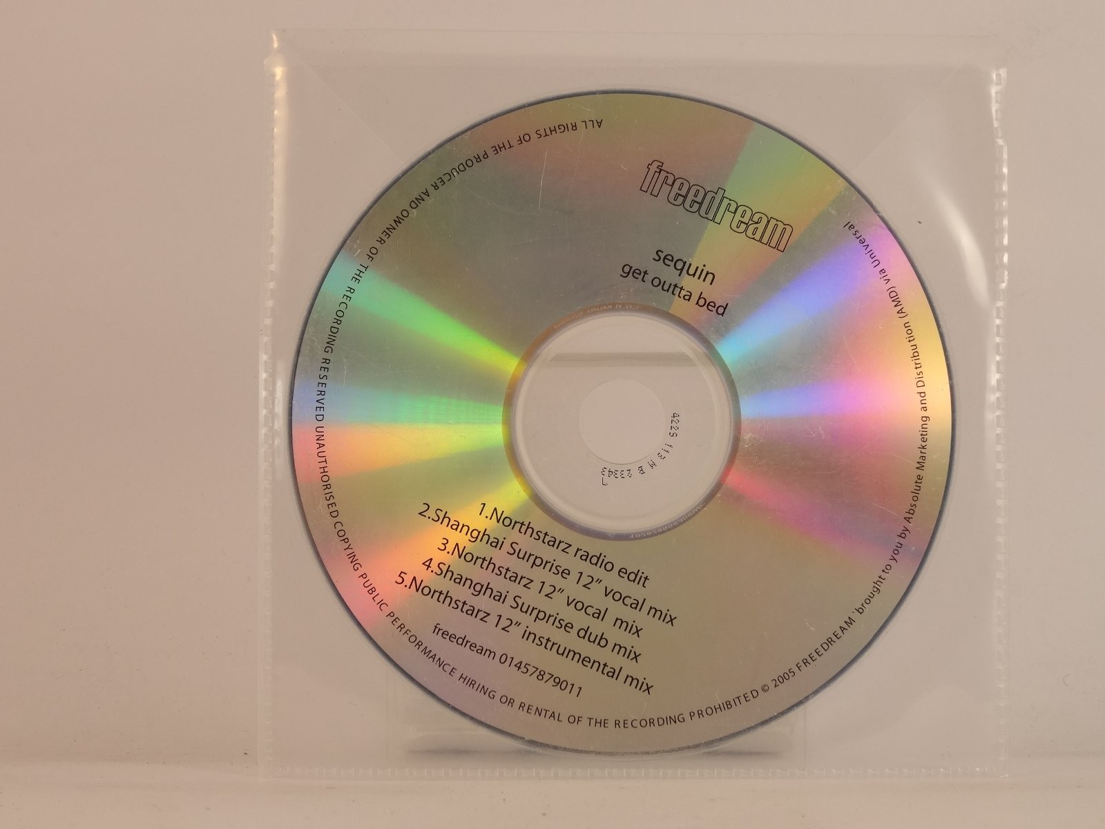SEQUIN GET OUTTA BED (G13) 5 Track Promo CD Single plus Plastic Sleeve 