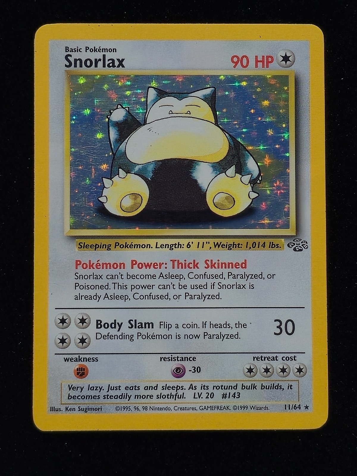 Pokémon TCG Snorlax 11/64 Jungle Holo Raro Holo Inglese 1999 HP