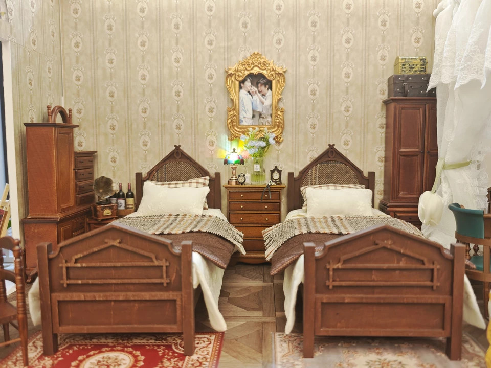 Testiera vintage europea 1:6 bambola singola mobili in legno adatta 12'' figura giocattolo