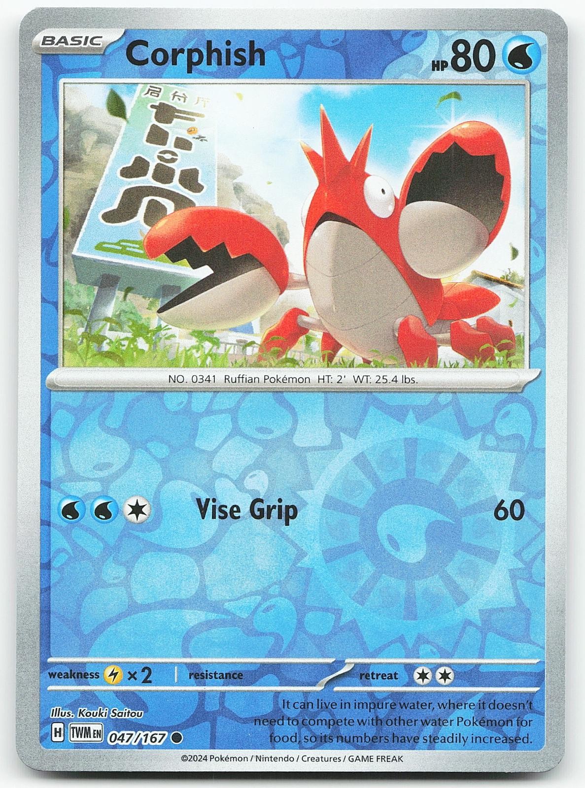 Pokemon Corphish 047/167 Twilight Masquerade Common Reverse Holo NM