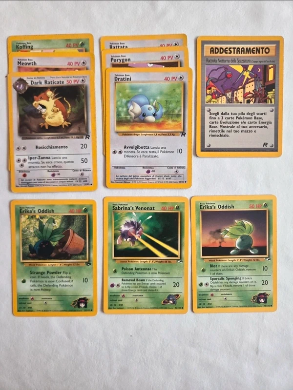 Lotto carte pokemon vintage misto rocket gym 10 carte comuni