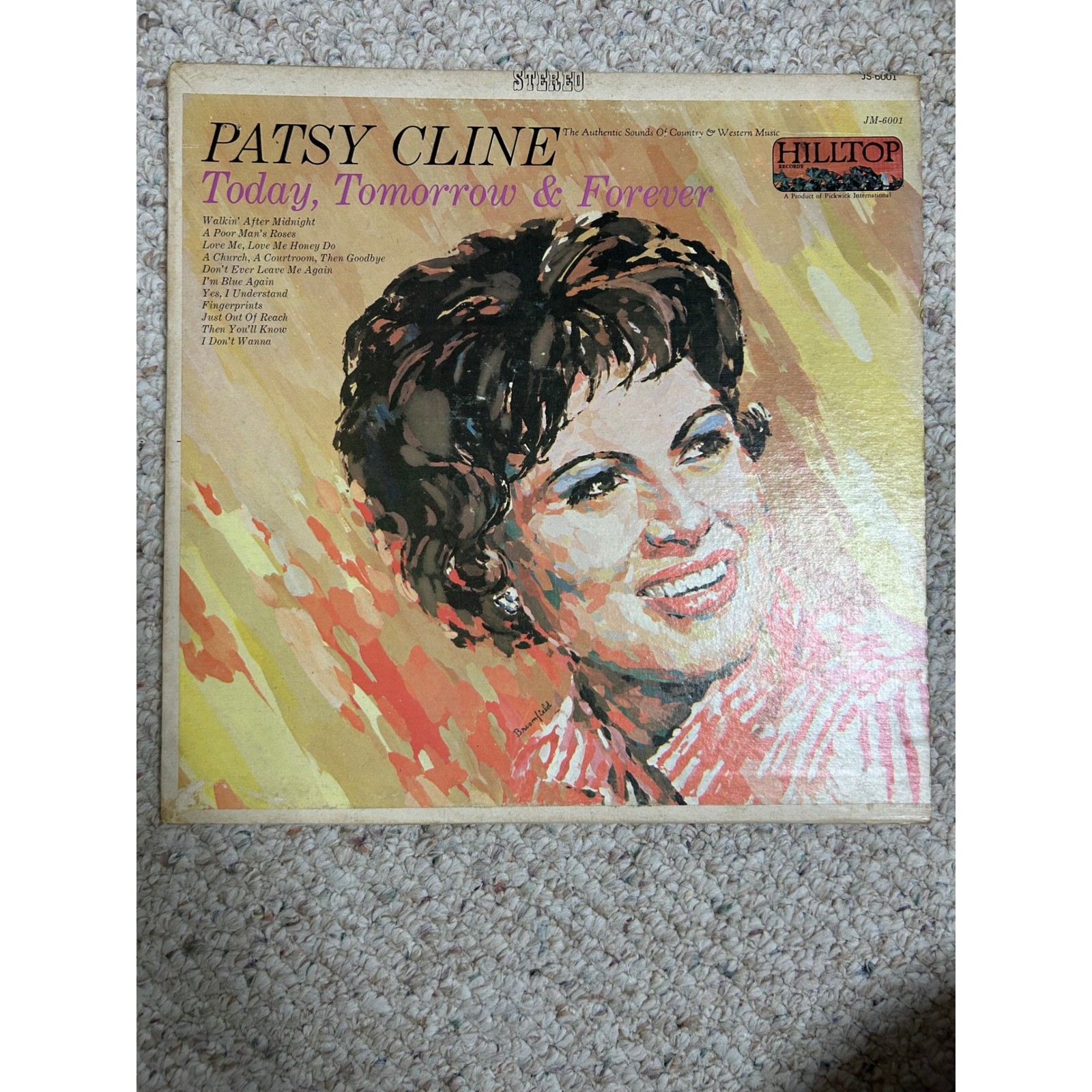 Patsy Cline Today Tomorrow & Forever Vinyl LP Hilltop JS-6001 Country Record
