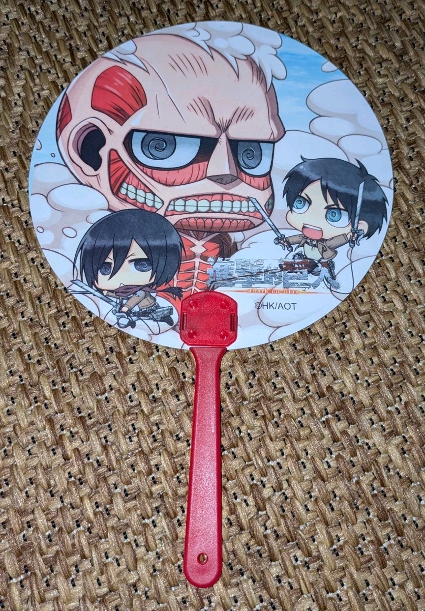 11" Collectible Japanese Festival Paddle Fan Chibi Attack On Titan Eren Anime
