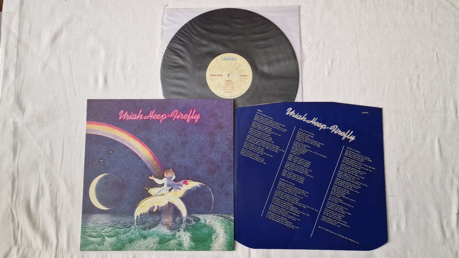 Uriah Heep Firefly UK LP 1977 Bronze ILPS 9483 First Press Pete Norman Cut VG+