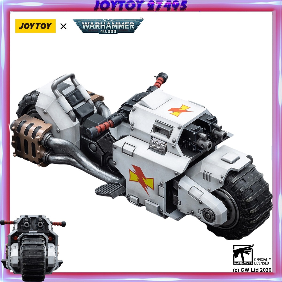 JOYTOY Warhammer 40K Action Figure White Scars Raider-pattern Combat Bike Modello
