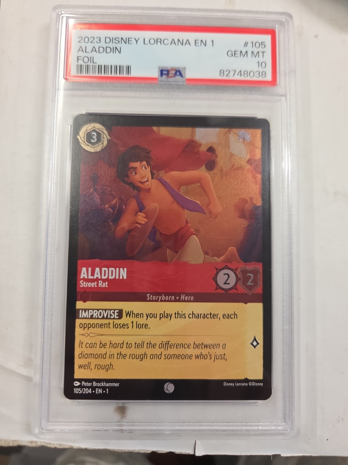 2023 Disney Lorcana EN 1 ALADDIN STREET RAT FOIL #105 PSA 10 First Chapter