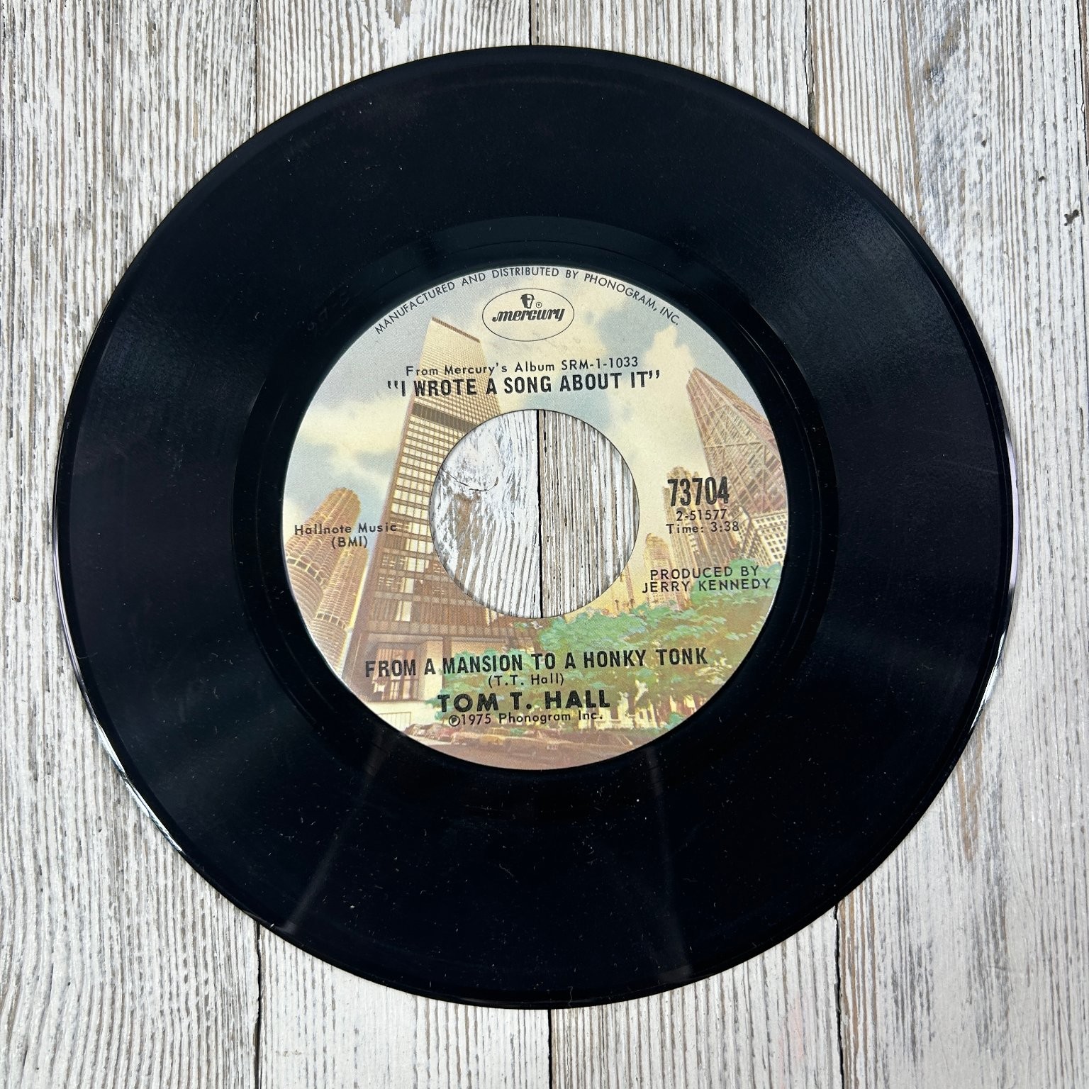 Tom T. Hall - From a Mansion to a Honky Tonk 7" Single 1975 Mercury Country 45