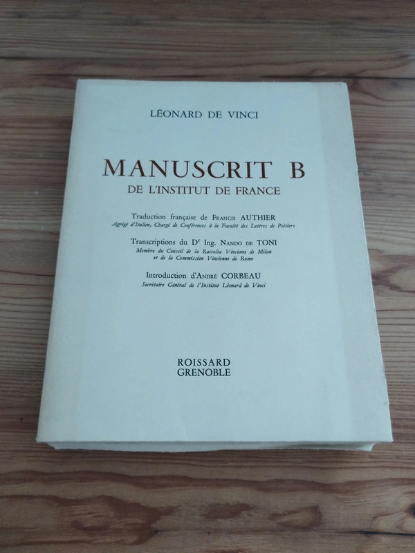 Bibliophilie ancien : manuscrits b de l'institut de France, Léonard de Vinci