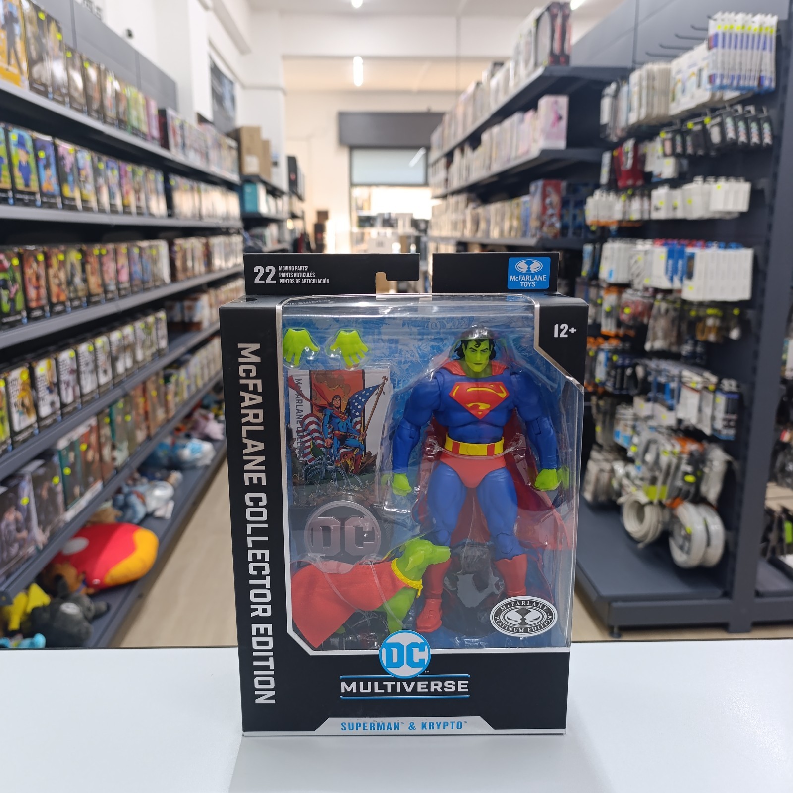 DC SUPERMAN & KRYPTO PLATINUM MULTIVERSE MCFARLANE COLLECTOR ED. FIGURE NUOVO