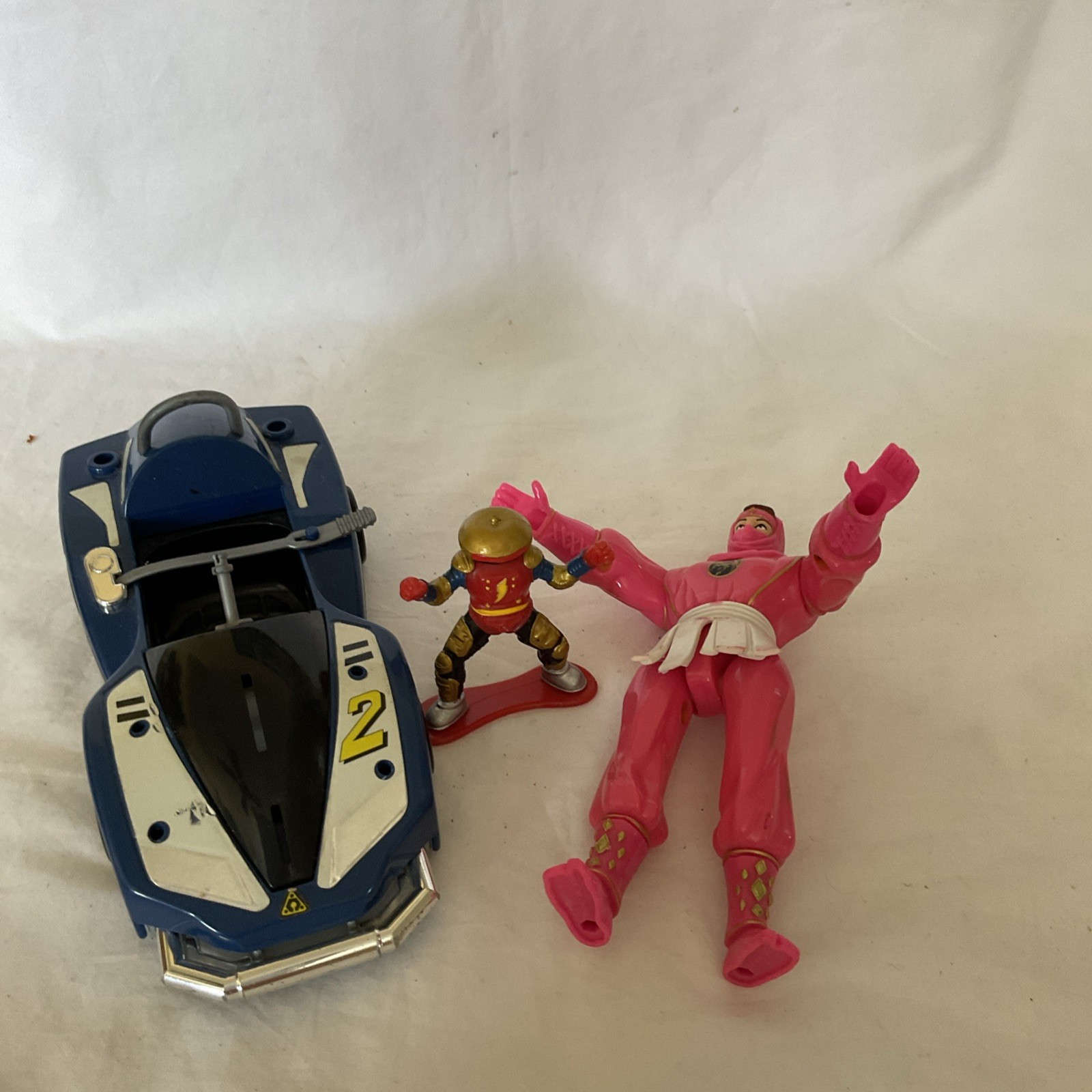 Power Rangers Figures Pink Power Ranger 1993 Bandai Mini.  1997 Blue Go Kart