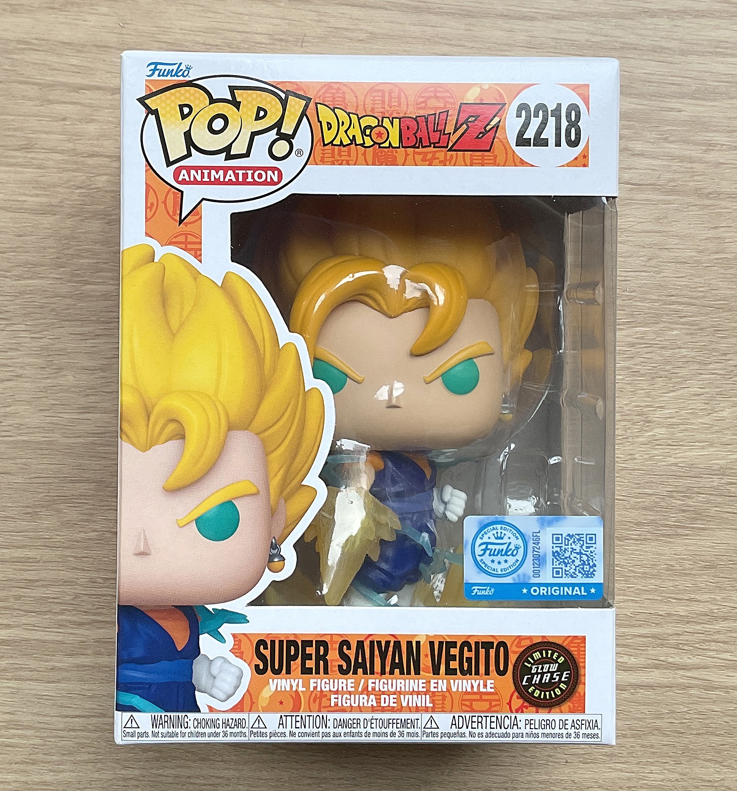 Funko Pop Dragon Ball Z Super Saiyan Vegito GITD CHASE #2218 + protezione gratuita