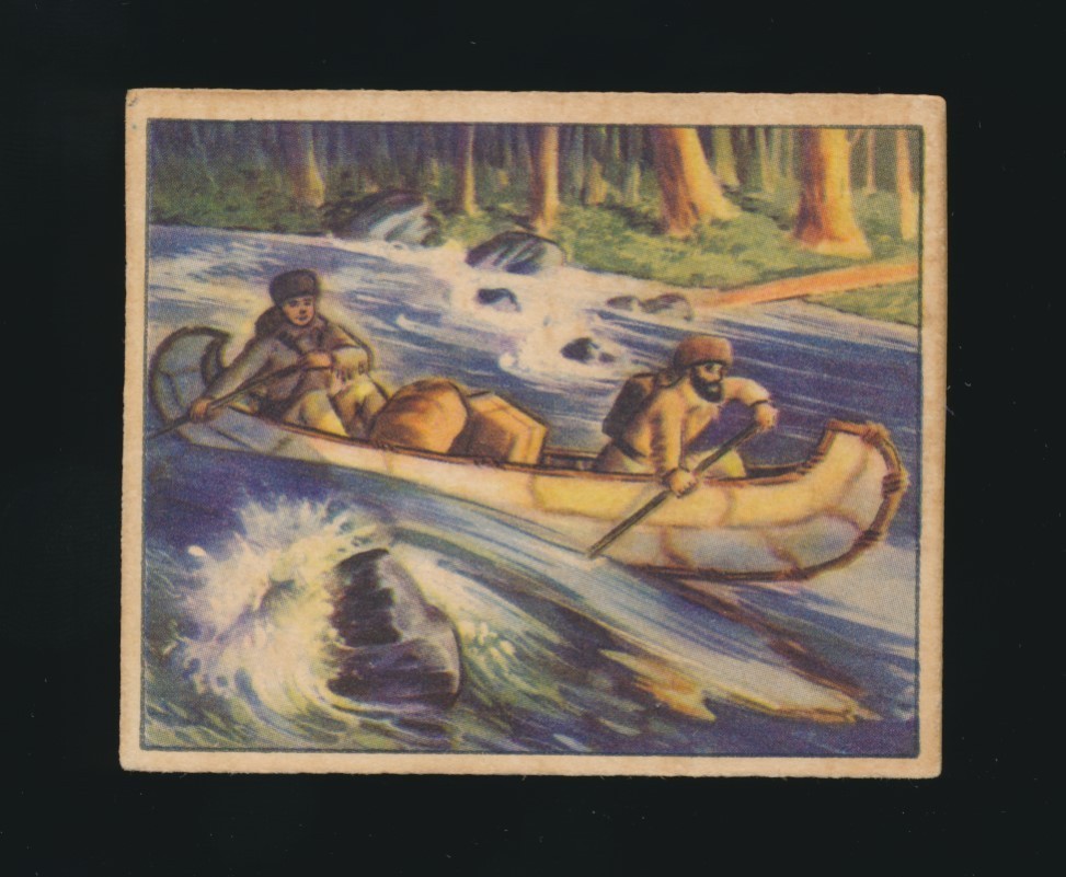 1949 Bowman Gum WILD WEST GUM -#A-7 SHOOTING THE RAPIDS (Vincere il West)