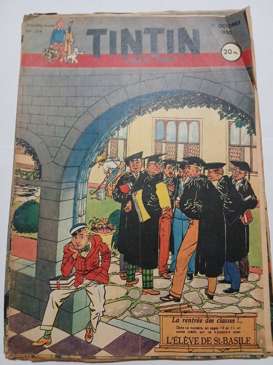 Lot  de 10 Journal Tintin Année 1950 Complète  N° 104 à 113. Edition Francaise