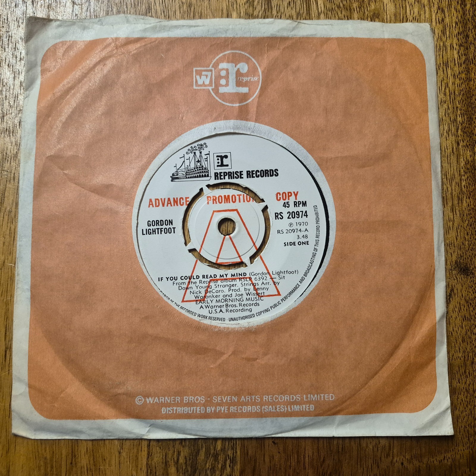 Gordon Lightfoot – If You Could Read My Mind 1970 PROMO Reprise RS 20974