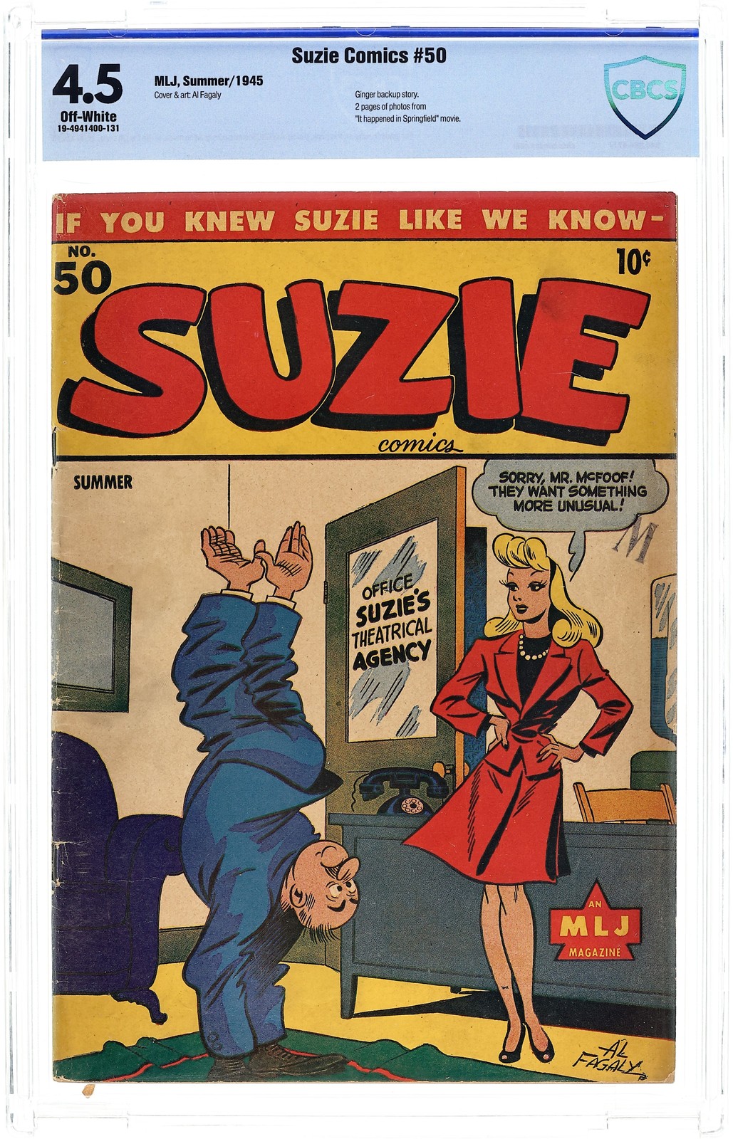 Suzie Comics #50 CBCS 4.5 1945 19-4941400-131