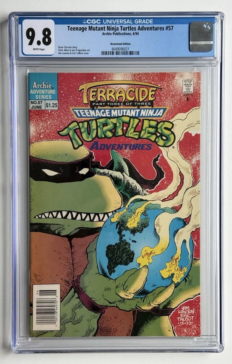 TEENAGE MUTANT NINJA TURTLES ADVENTURE 57 ◉ CGC 9.8 🔥 EDICOLA * CUSTODIA NUOVA 👀
