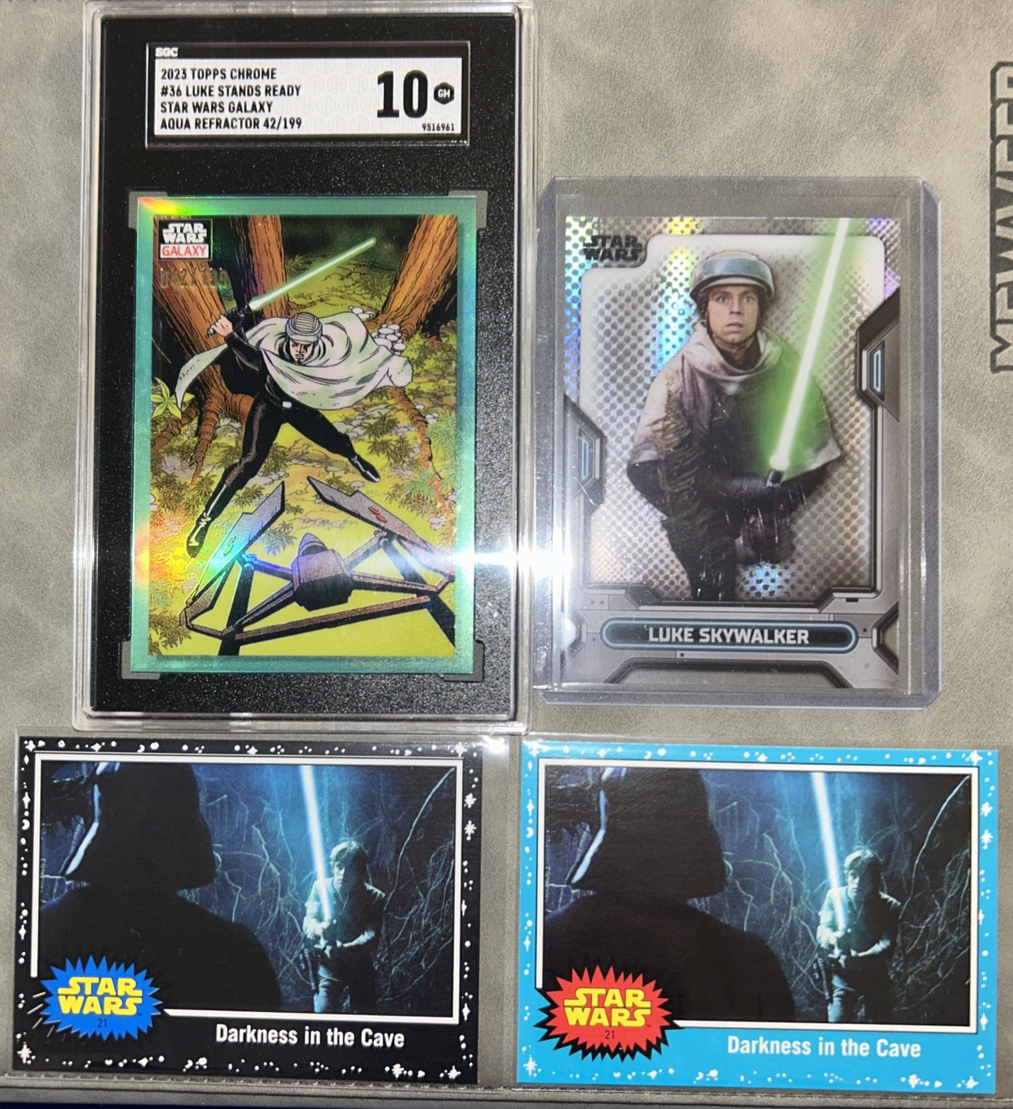 Star Wars Topps Galaxy 2023 /199 Luke Skywalker SGC 10 gem bonus trading cards