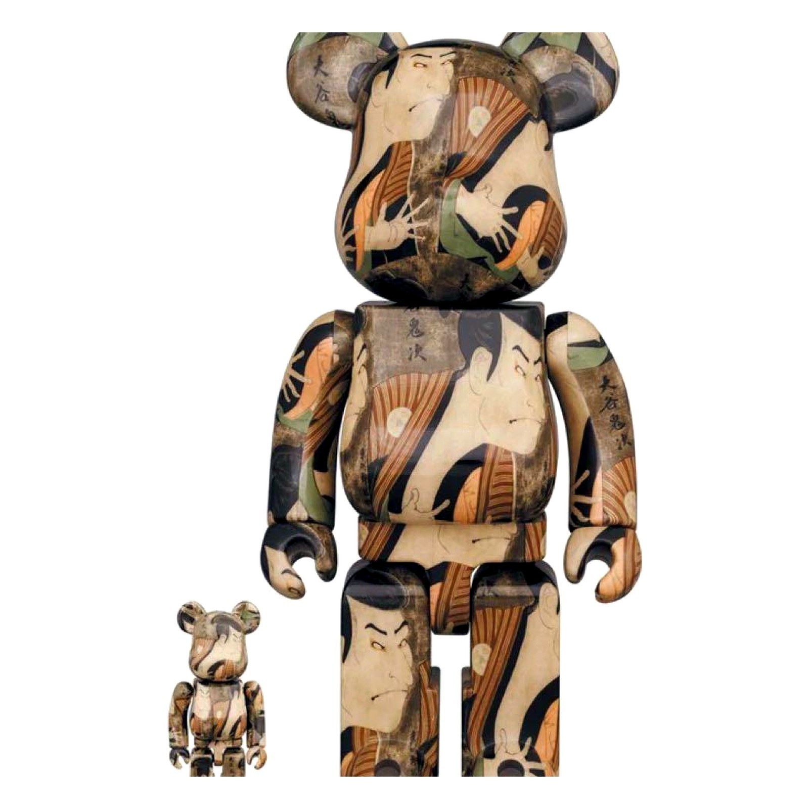 BE@RBRICK Toshusai Sharaku 100% 400% Ukiyo-e Woodblock Medicom Toy Japan NUOVO