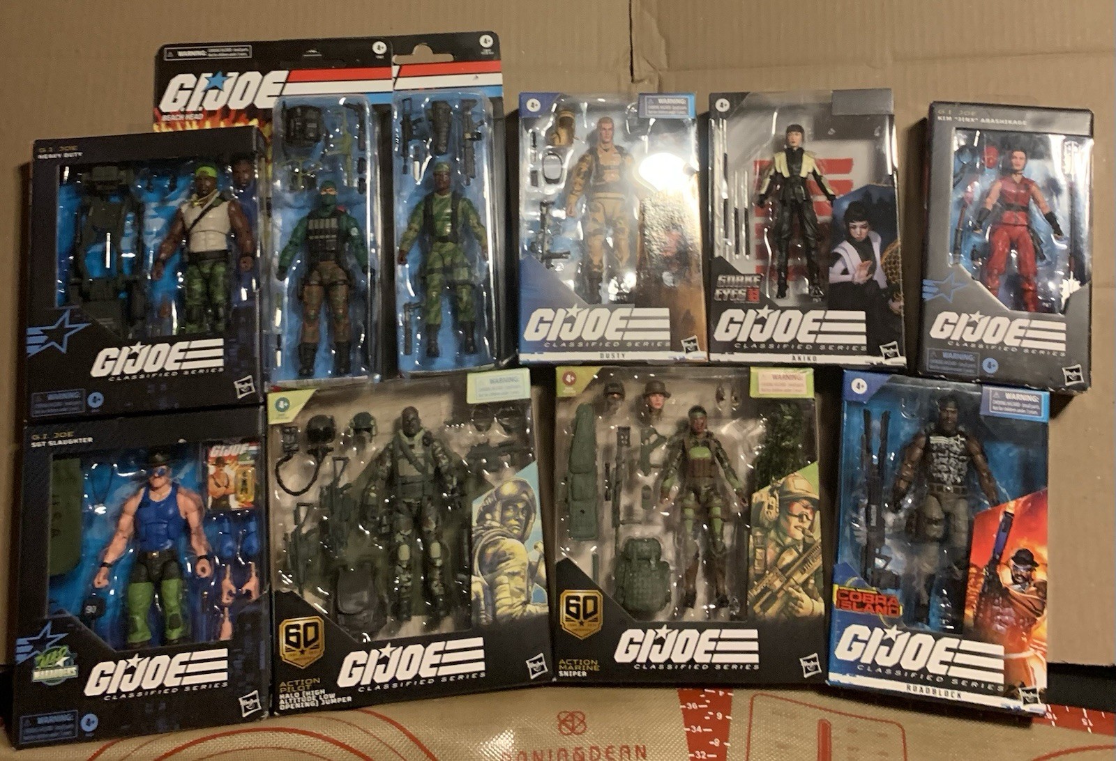 GI JOE Lotto 10 Dusty Jinx Helix Akiko Sgt Slaughter & Stalker Cecchino Resistente