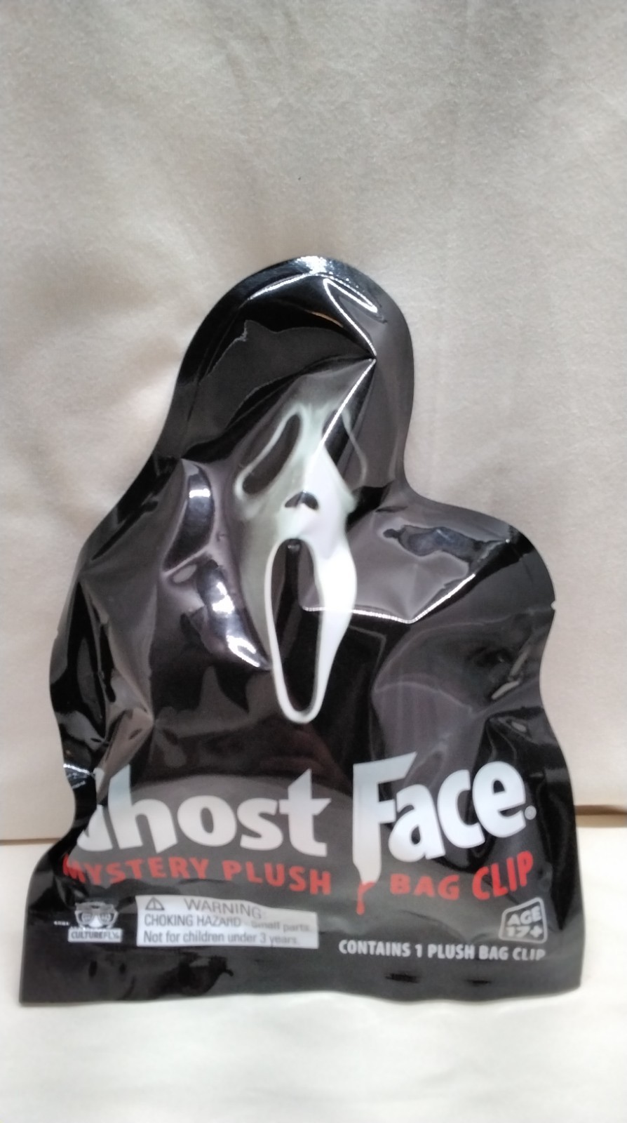 Clip borsa peluche Culturefly Ghost Face Mystery nuova sigillata - borsa cieca viso fantasma